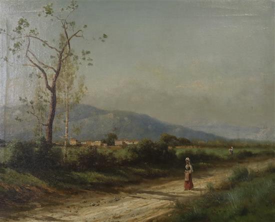 Continental School, oil, Italian landscape